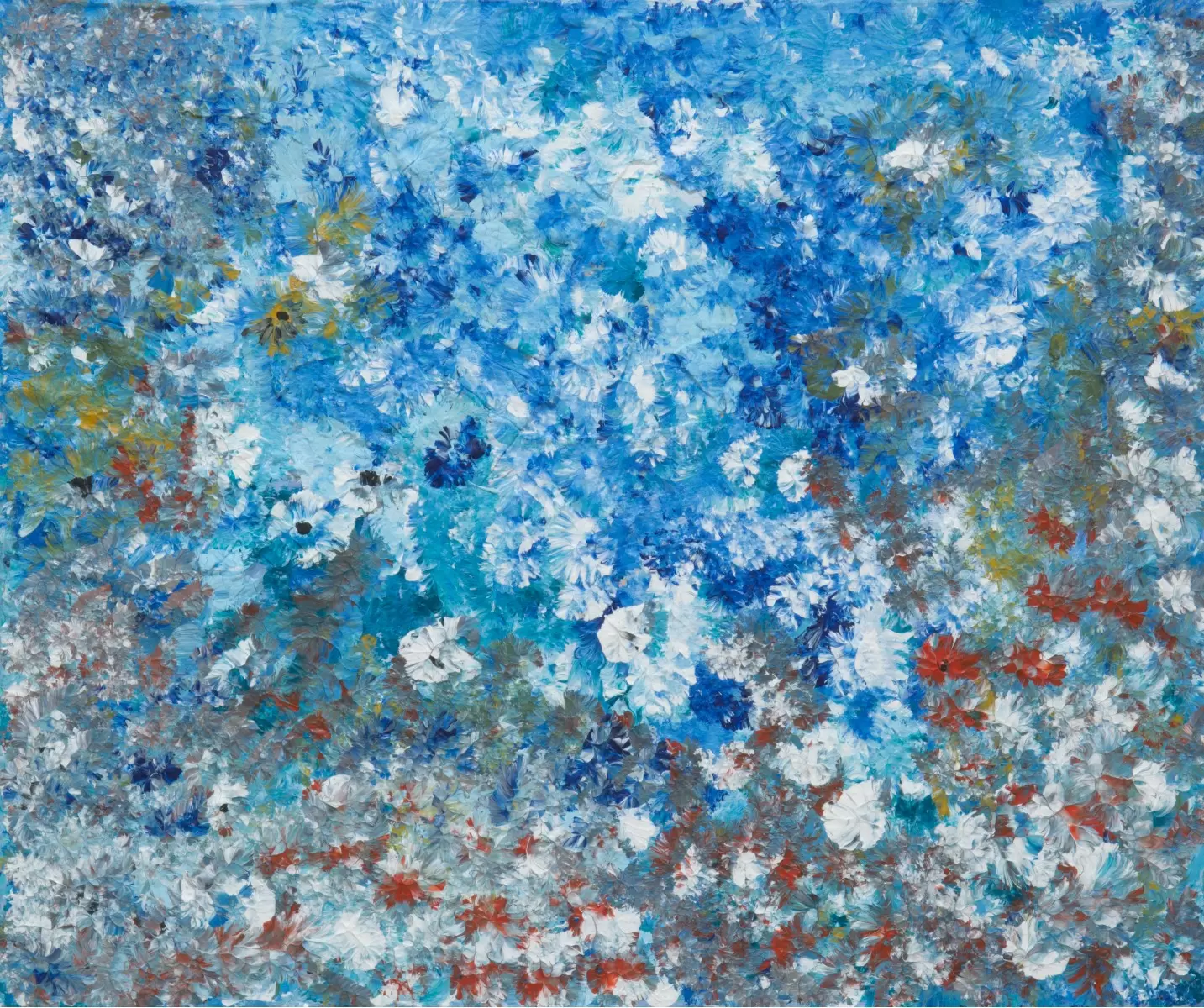 הפרחים  לאסף - חוה מזרחי - חדר שינה כחול עמוק אבסטרקט פרחוני ובוטני  - מק''ט: 282579