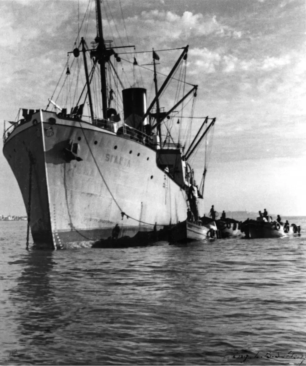 תל אביב 1937 אוניה בנמל - דוד לסלו סקלי -  - מק''ט: 145911