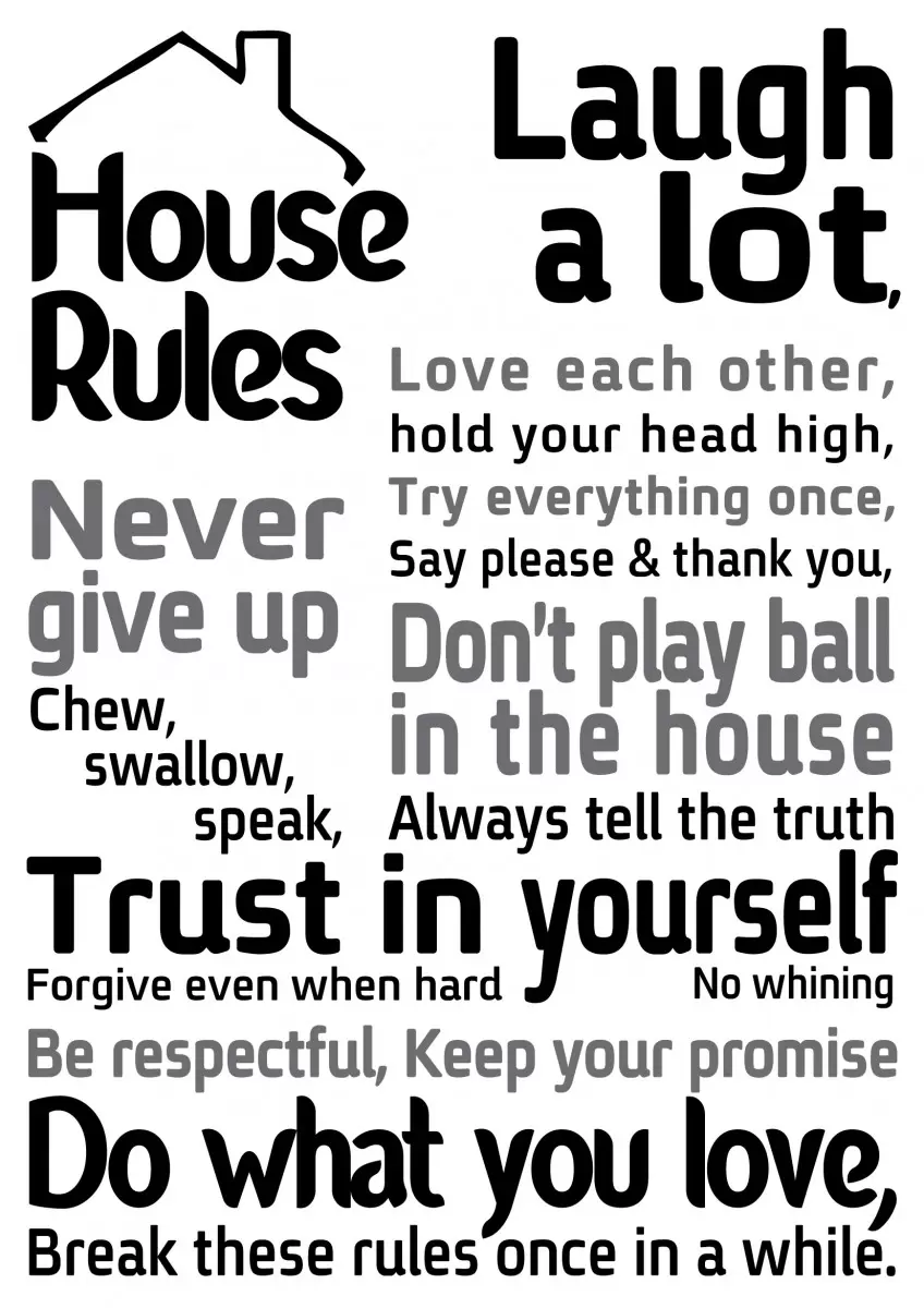House Rules 2 - מסגרת עיצובים - תמונות אורבניות לסלון טיפוגרפיה דקורטיבית  - מק''ט: 218813