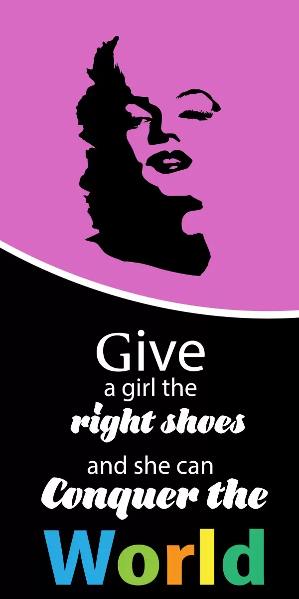 Give Girl Right Shoe - מסגרת עיצובים - מדבקות קיר משפטי השראה טיפוגרפיה דקורטיבית  - מק''ט: 240719