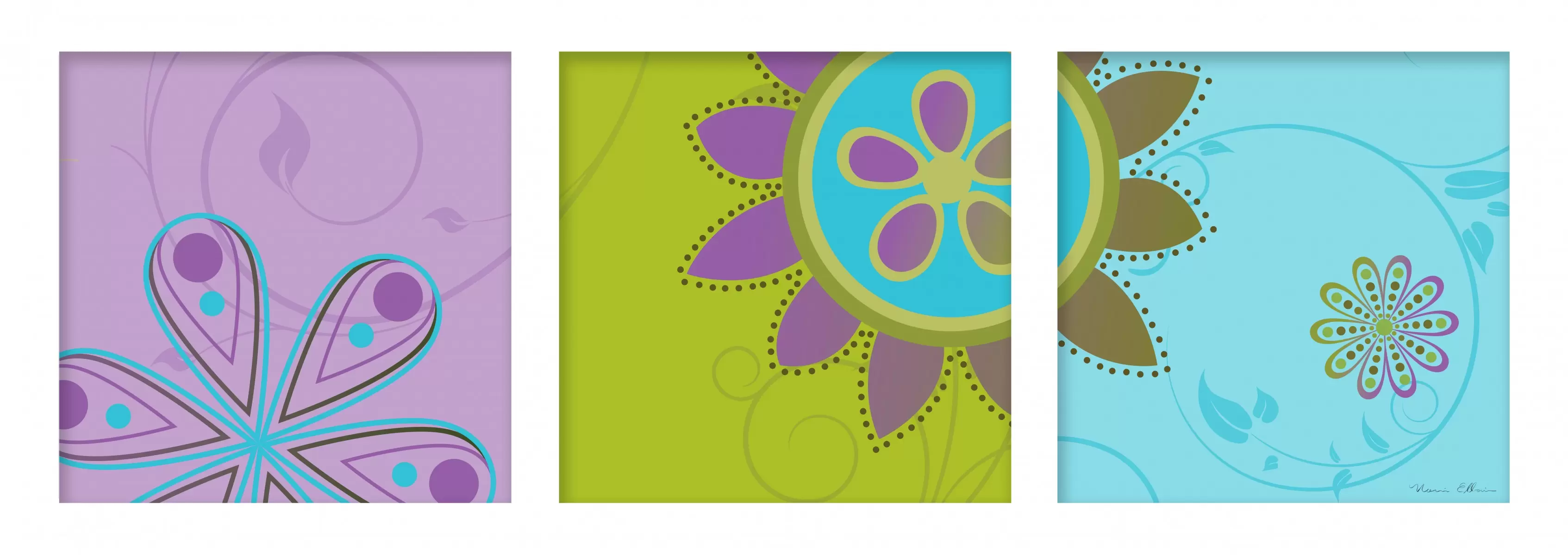 שלישייה פורחת - נעמי עיצובים - תבניות של פרחים וצמחים תמונות בחלקים  - מק''ט: 160018