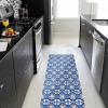 שטיח מטבח פי וי סי עיצוב וינטג כחול לבן וכתום - תמונה 2