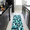 שטיח מטבח פי וי סי גיאומטרי מודרני תכלת-שחור - תמונה 1