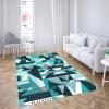 שטיח פי וי סי לסלון בעיצוב גיאומטרי טורקיז - תמונה 4