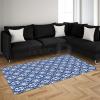 שטיח פי וי סי לסלון בעיצוב אתני בגווני כחול ולבן - תמונה 4