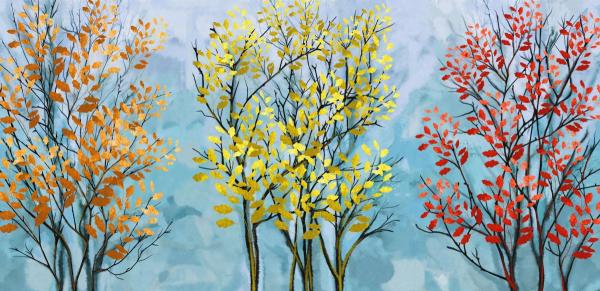 שלכת בשלושה צבעים – Artpicked Modern | תמונה לסלון בסגנון מודרני