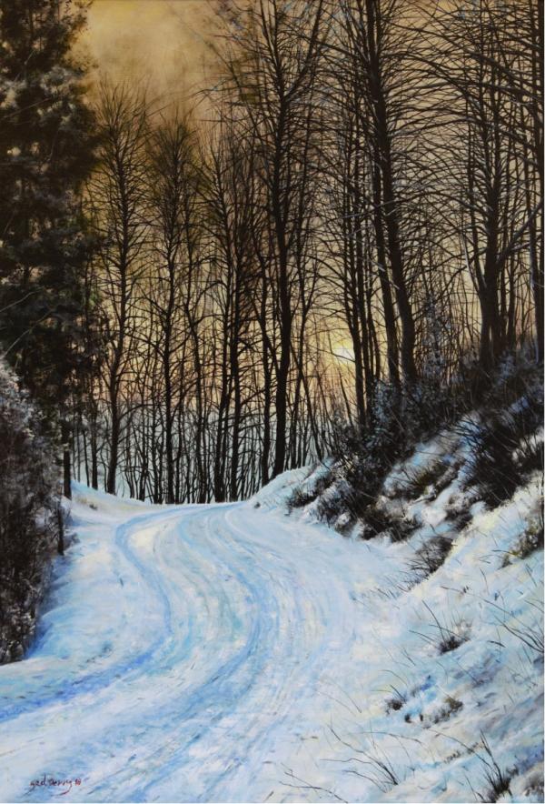 דרך בשלג – גד פרי | תמונה לסלון בסגנון ריאליסטי