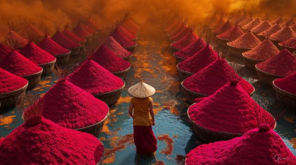 פנטזיית צבעים – יוסי גבעוני | תמונה לסלון בסגנון כפרי