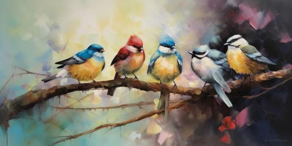 הרמוניה של ציפורים – יובל אמיר | תמונה לסלון בסגנון מודרני