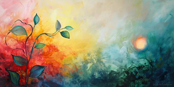 פריחה בזריחה – יובל אמיר | תמונה לסלון בסגנון מופשט