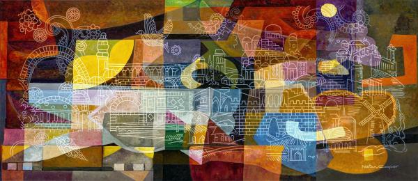 Jerusalem lines – נתן קופר | תמונה לסלון בסגנון מודרני