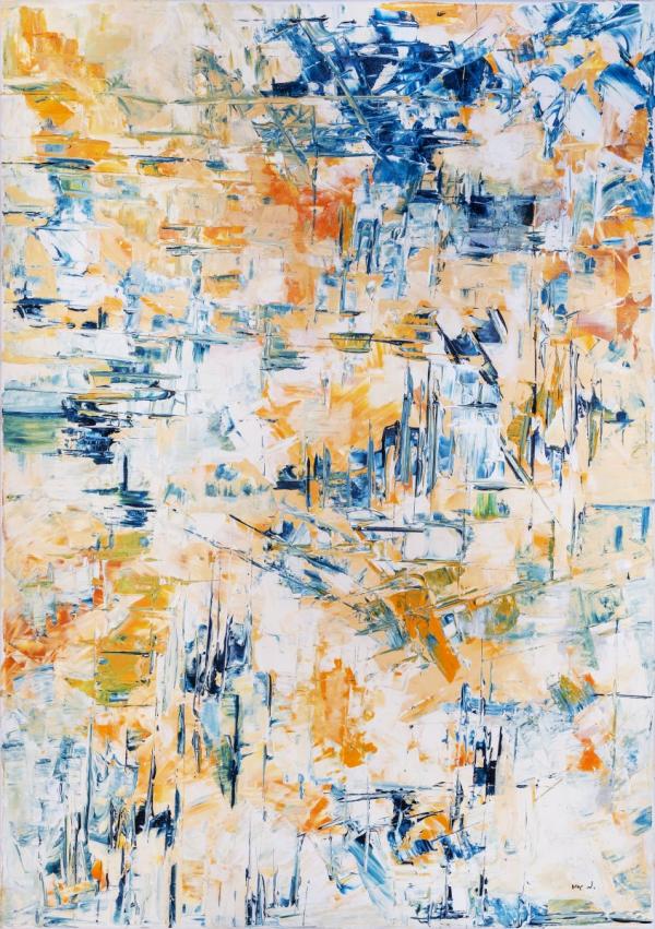 זריחה על עיר – רותי גבור | תמונה לסלון בסגנון מודרני