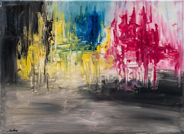 עיר נוזלת – שני חמו סודרי | תמונה לסלון בסגנון מודרני