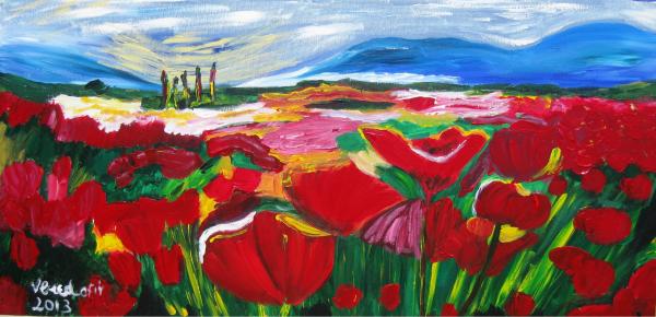 ,שדה כלניות – ורד אופיר | תמונה לסלון בסגנון מופשט