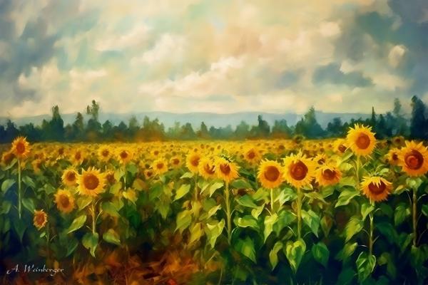 שדה חמניות – אמיר וינברגר | תמונה לסלון בסגנון מודרני