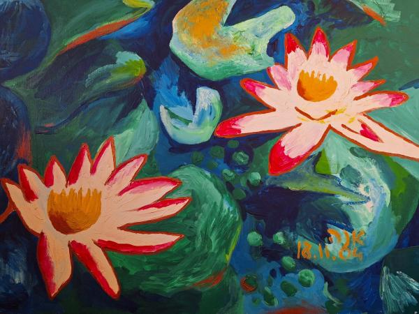 לוטוסים – אנה דבורקין | תמונה לסלון בסגנון מודרני