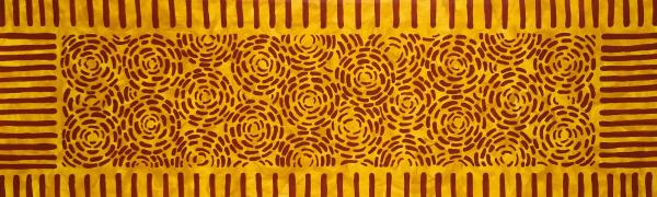 עיגולים בתנועה חרדל חום – ורד דיין | תמונה לסלון בסגנון מודרני