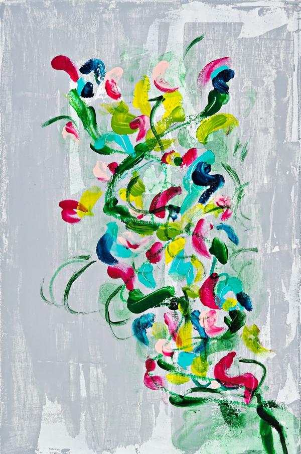 פריחה גולמית 1 – ורד דיין | תמונה לסלון בסגנון מופשט