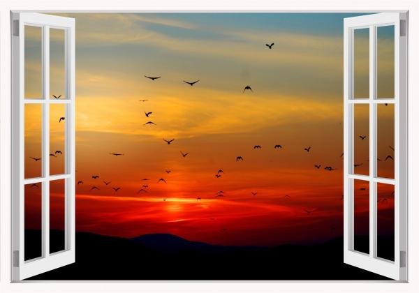 שקיעה בחלון – Artpicked Windows | תמונה לסלון בסגנון מודרני