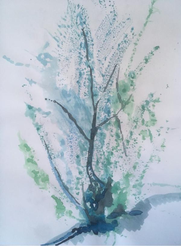 אבסטרקט עץ – אילה ארויו | תמונה לסלון בסגנון מודרני