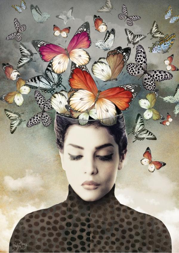 פרפרים בראש – בתיה שגיא | תמונה לסלון בסגנון מודרני