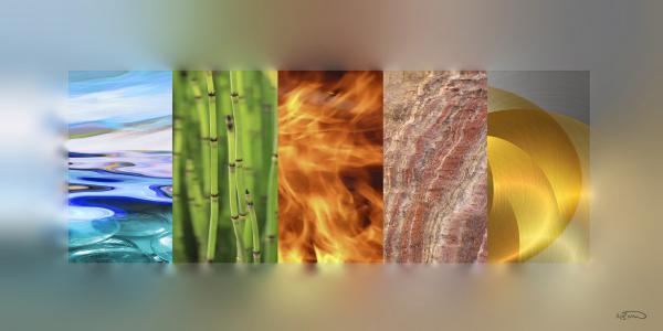 חמישה יסודות. פנג שואי – בתיה שגיא | תמונה לסלון בסגנון מודרני