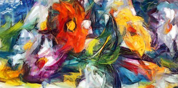 צר, ארוך וצבעוני – בן רוטמן | תמונה לסלון בסגנון מופשט