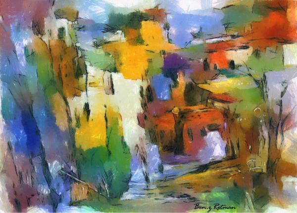 אבסטרקט אורבני – בן רוטמן | תמונה לסלון בסגנון כפרי