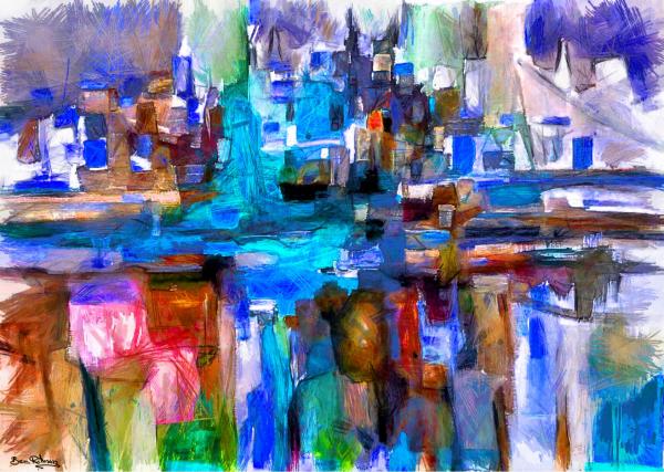 מופשט עם גווני כחול – בן רוטמן