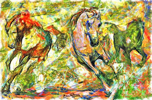 דהירה בטבע – בן רוטמן | תמונה לסלון בסגנון מודרני