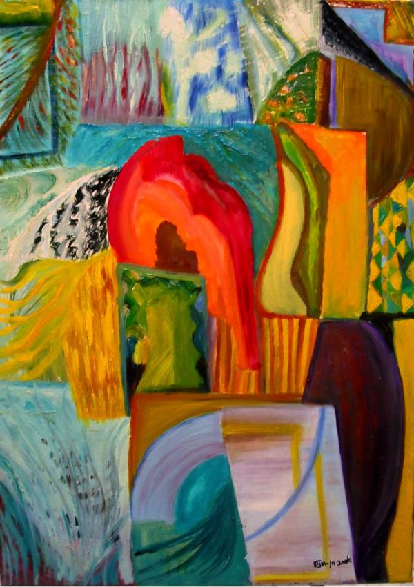 דלתות ושערים – אסתר חן-ברזילי | תמונה לסלון בסגנון מופשט