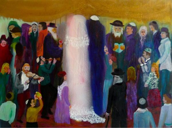 חתונה חסידית – אסתר חן-ברזילי | תמונה לסלון בסגנון צבעוני