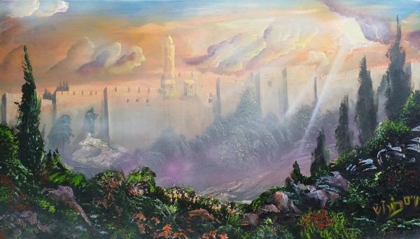 כמגדל דוד צווארך – חיים בורוש | תמונה לסלון בסגנון קלאסי