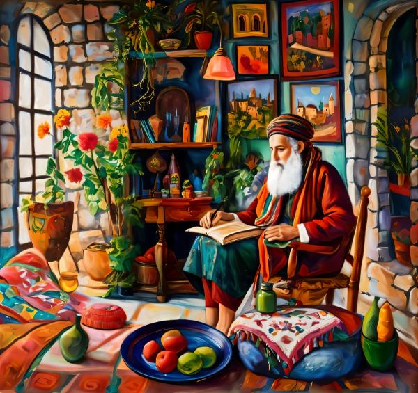 סבא שלמה בכור – חבצלת רוסבי | תמונה לסלון בסגנון קלאסי