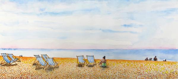 חוף ים בברייטון – חיה וייט | תמונה לסלון בסגנון מודרני