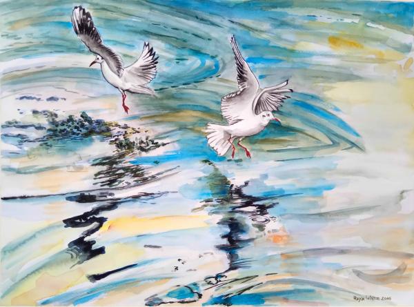 ריקוד הצפרים – חיה וייט | תמונה לסלון בסגנון מודרני