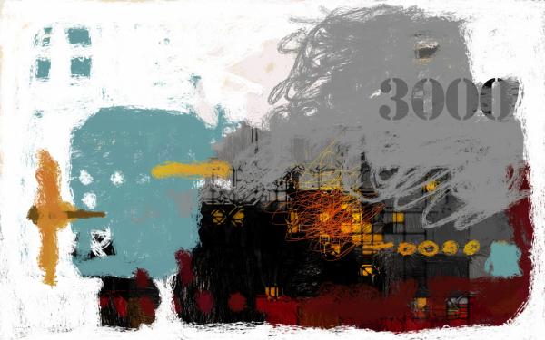 מופשט 3000 – איש גורדון | תמונה לסלון בסגנון מודרני