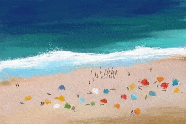 בילוי בחוף הים – איש גורדון | תמונה לסלון בסגנון מופשט