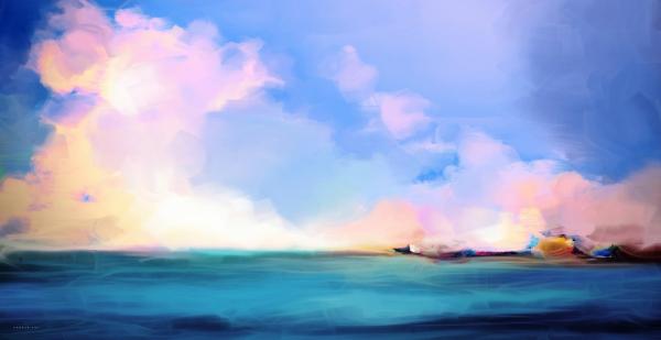 עננים של ים – איש גורדון | תמונה לסלון בסגנון מופשט