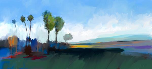 העצים שליד האגם – איש גורדון | תמונה לסלון בסגנון מודרני