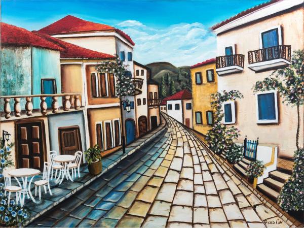 גגות אדומים – מזל בוכריס | תמונה לסלון בסגנון כפרי