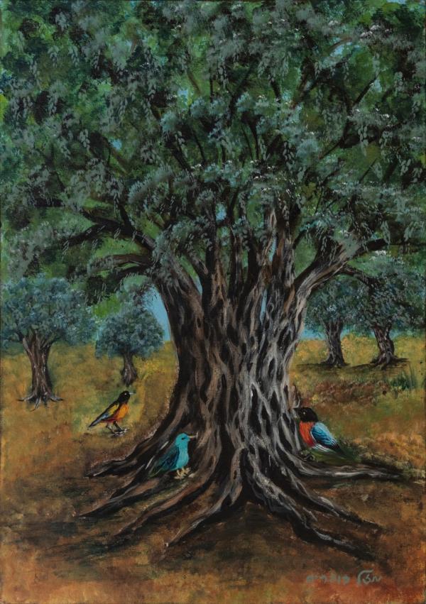 עץ הזית – מזל בוכריס | תמונה לסלון בסגנון כפרי