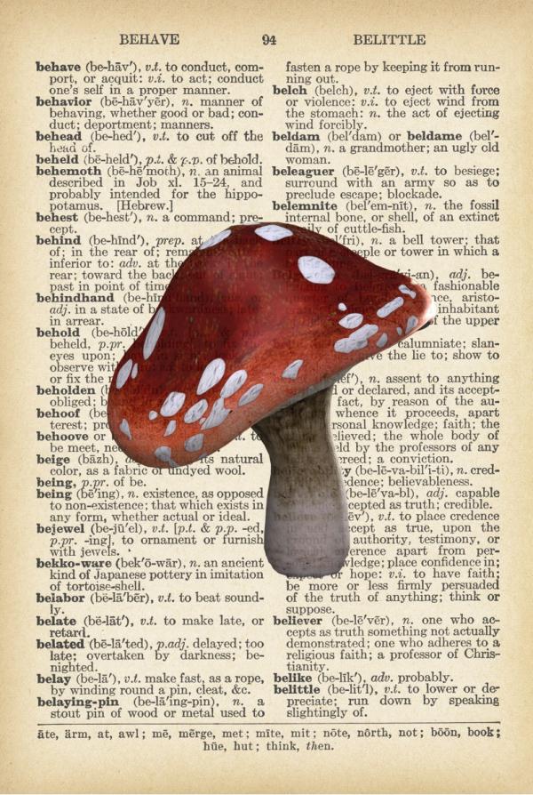 פיטריה רטרו על טקסט – Artpicked | תמונה לסלון בסגנון סוריאליסטי