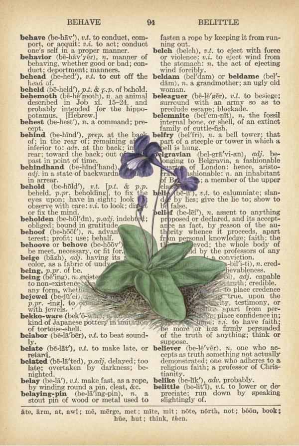 פרח סגול ירוק רטרו טקסט – Artpicked | תמונה לסלון בסגנון כפרי