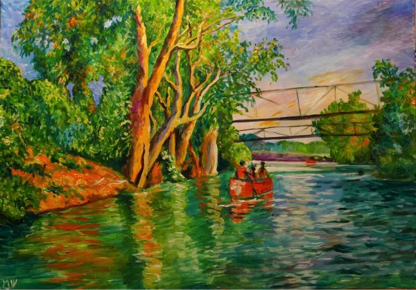 נהר הירדן – שמואל מושניק | תמונה לסלון בסגנון כפרי