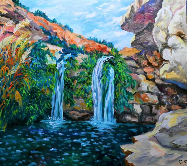 "על הרים יעמדו מים" – שמואל מושניק | תמונה לסלון בסגנון כפרי