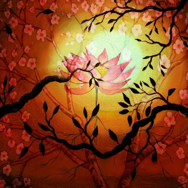 דימדומי הלוטוס-להתחדשות – נעמי פוקס משעול | תמונה לסלון בסגנון מודרני