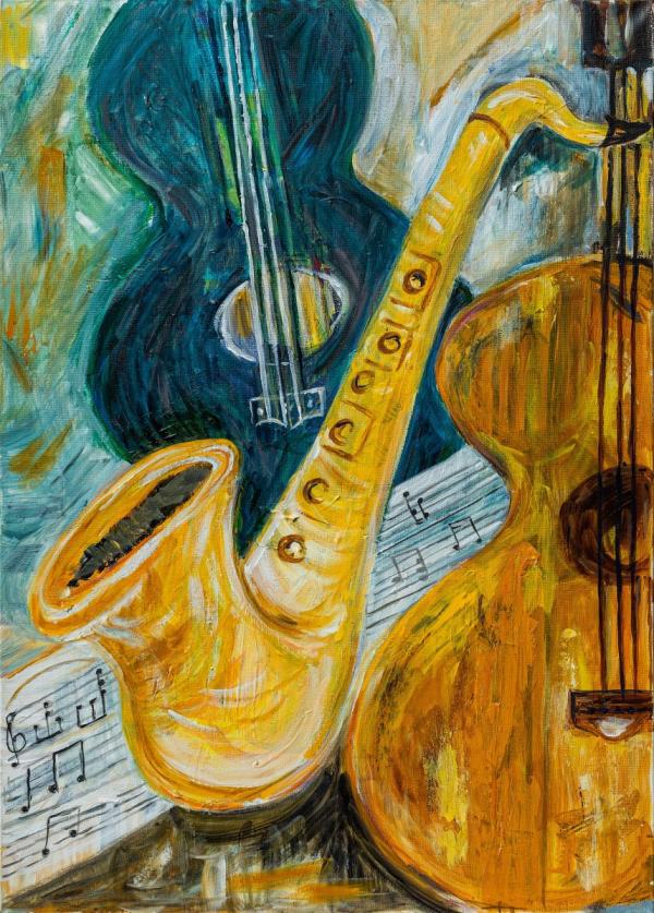 מוסיקה – רחל אלון | תמונה לסלון בסגנון מודרני