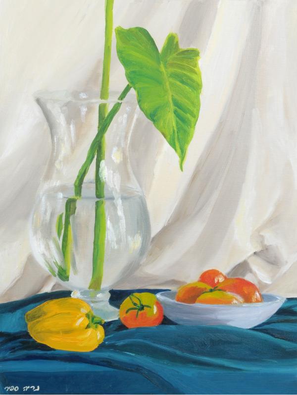 טבע דומם עם אגרטל – נריה ספיר | תמונה לסלון בסגנון מודרני