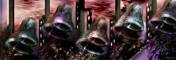 פעמוני העיר – נריה איטקין | תמונה לסלון בסגנון סוריאליסטי